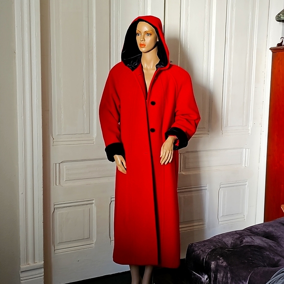 HALSTON wool and velvet red and black - Picture 1 of 10